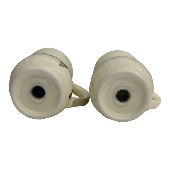 Vintage Apple Blossom Floral Sangostone Salt and Pepper Shaker Set Ceramic  MIB - Picture 7 of 10